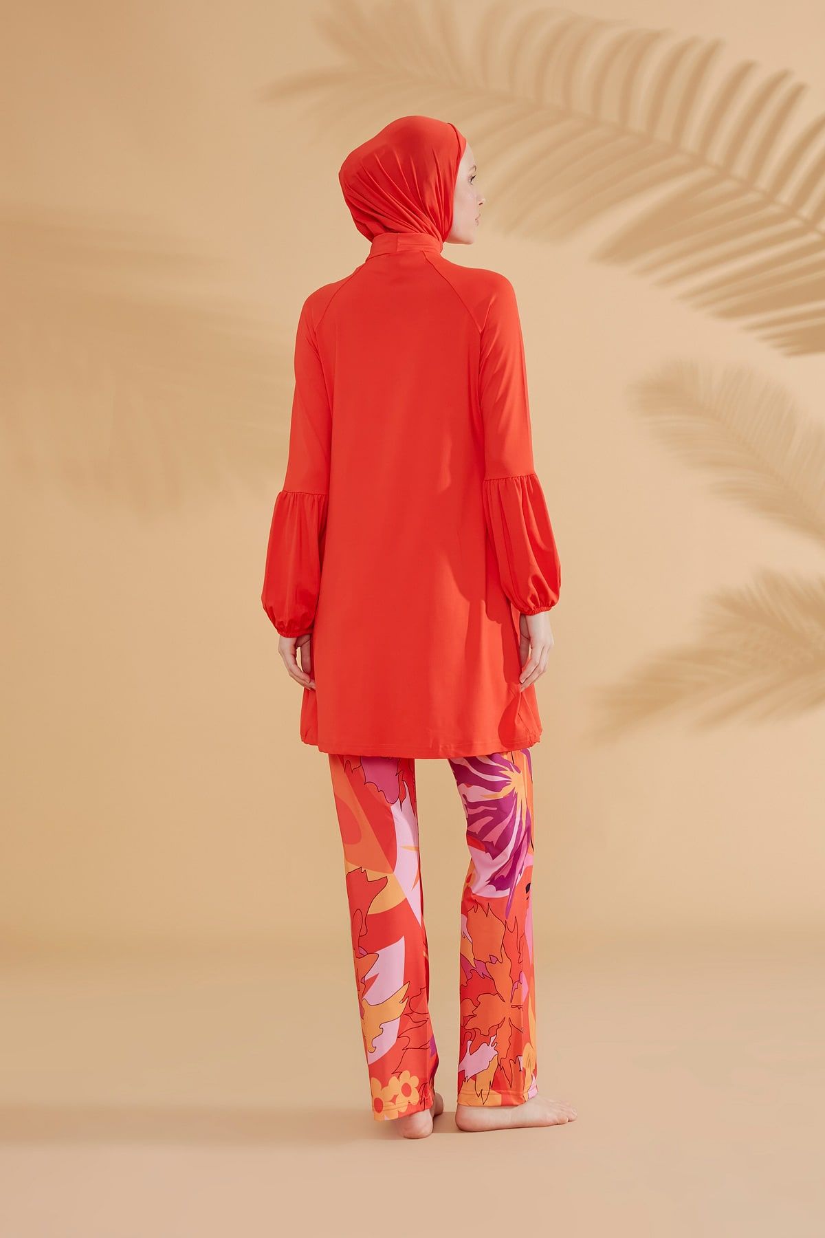 Lycra Orange Burkini Modest Swimwear M2317