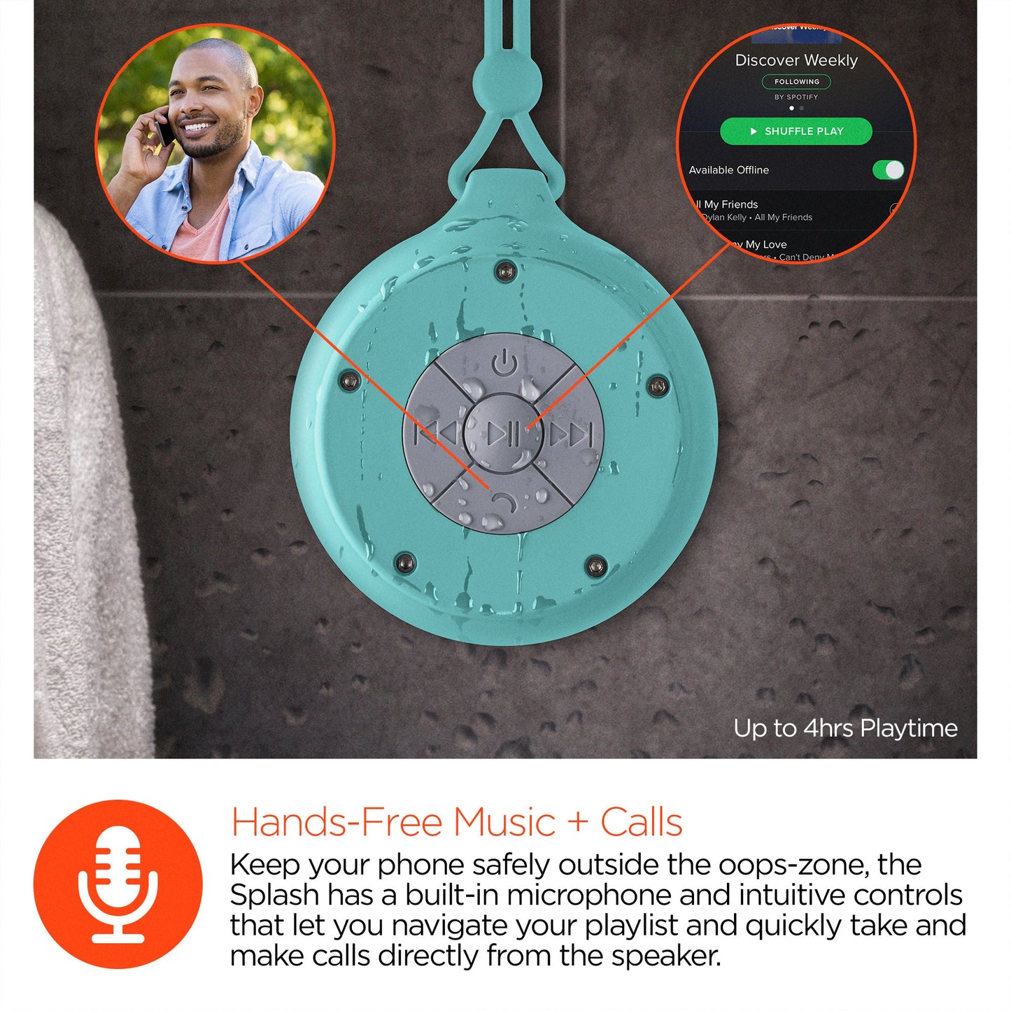 HyperGear Splash Water Resistant Wireless Speaker for Camping (SPLASH-PRNT)