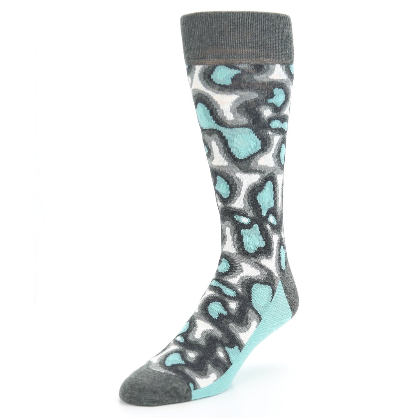 Teal Gray Heat Map Camo Men's Dress Socks