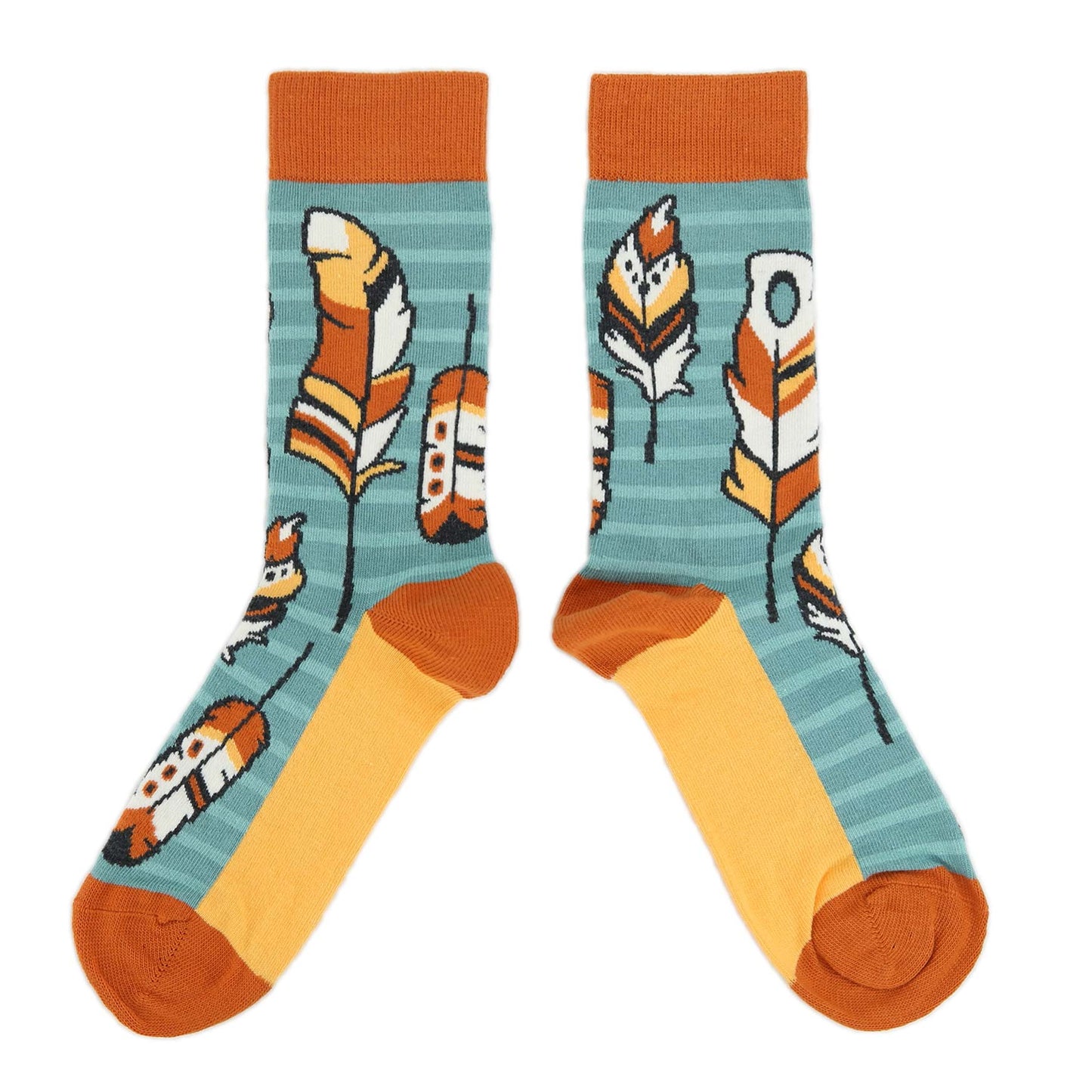 Teal Red Feathers Women's Dress Socks