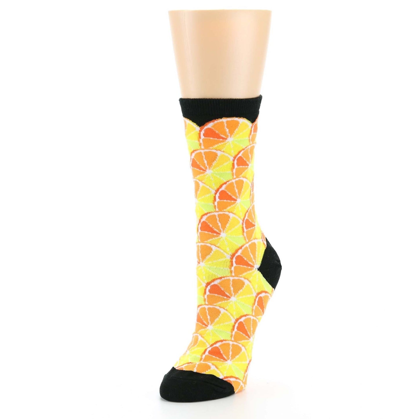 Orange Yellow Black Citrus Fruit Women's Dress Socks
