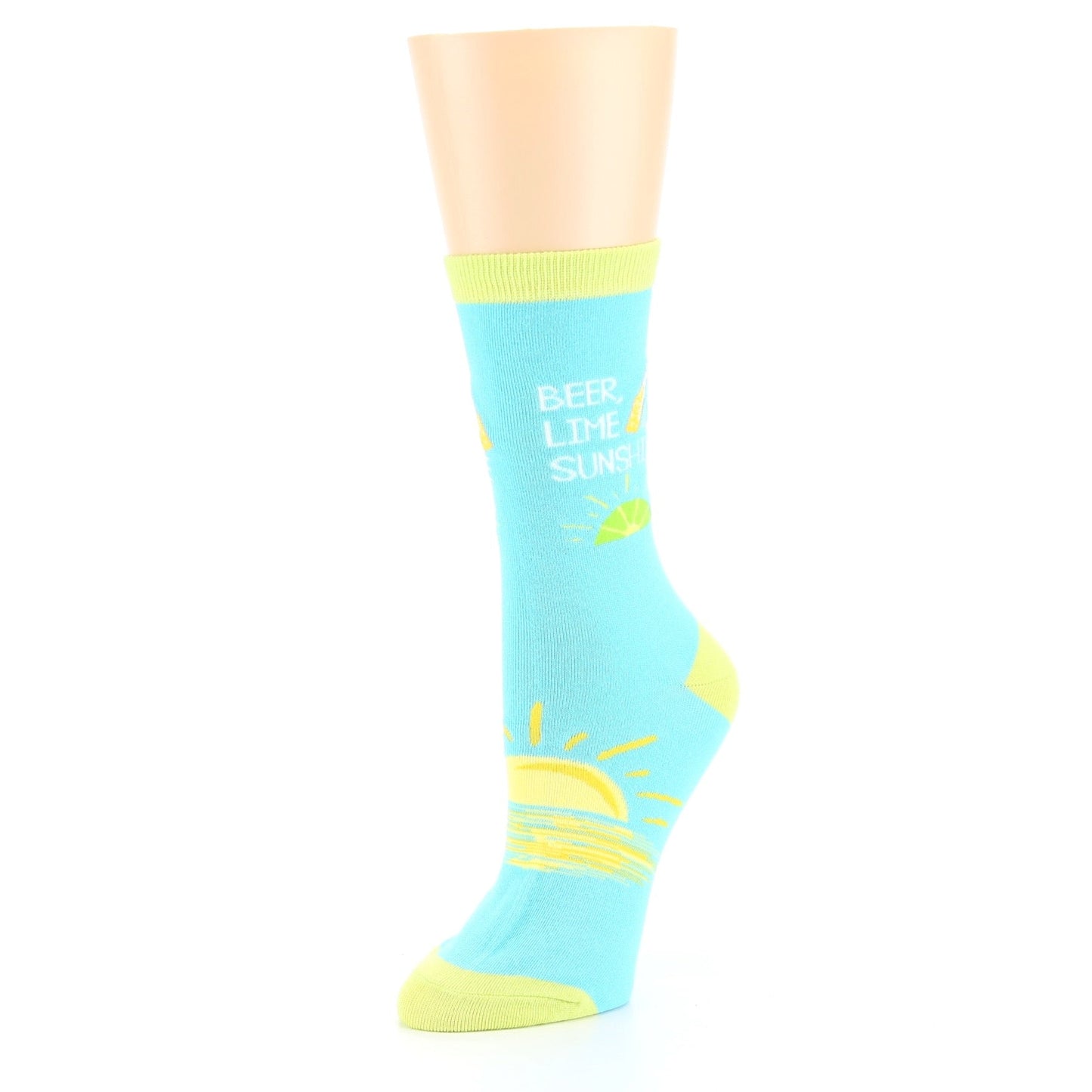 Blue Lime Sunshine Beer Socks - Women's Novelty Socks