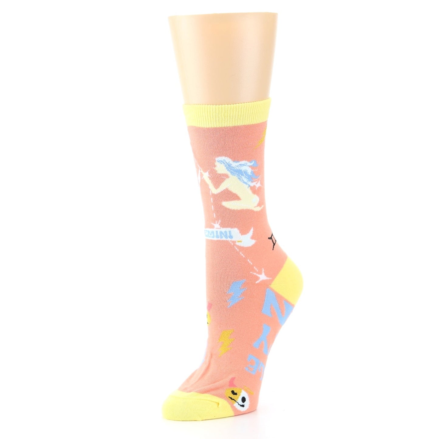Peach Yellow Gemini Zodiac Sign Socks - Women's Dress Socks