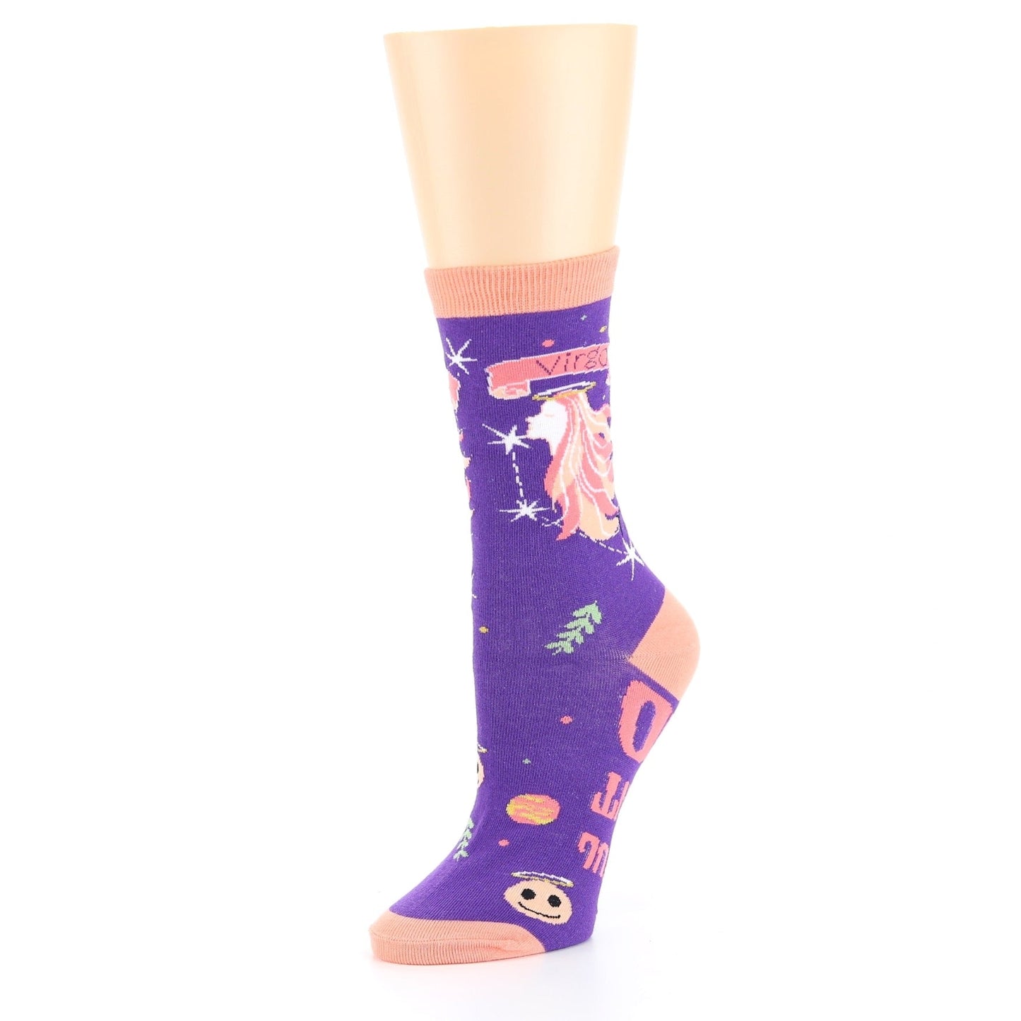Purple Peach Virgo Zodiac Sign Socks - Women's Novelty Socks
