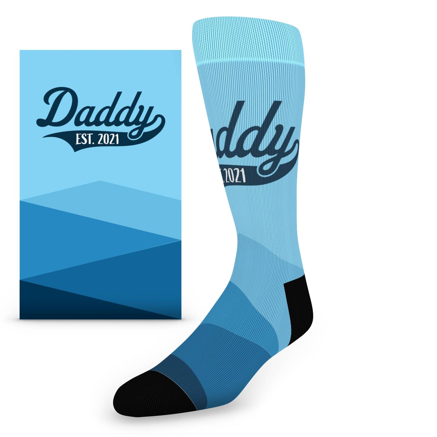 Blue Daddy Established Date Custom Socks - Men's Custom Socks