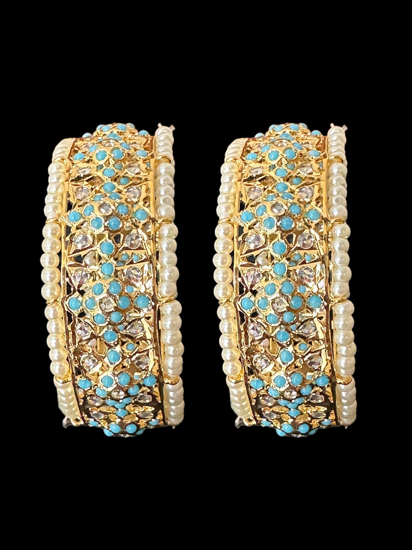 B185 Azmah turquoise and pearl bangles ( READY TO SHIP )
