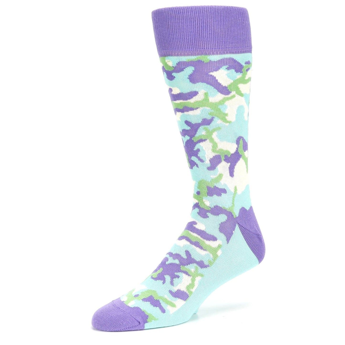 Teal Purple Camo Socks - Men's Dress Socks