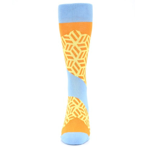Orange Blue Hex Block Socks - Men's Dress Socks