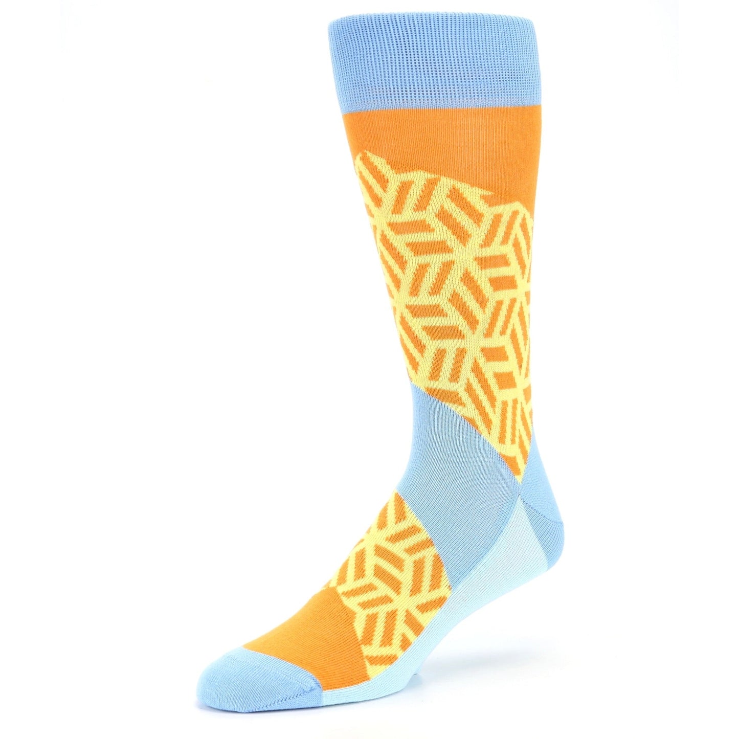 Orange Blue Hex Block Socks - Men's Dress Socks