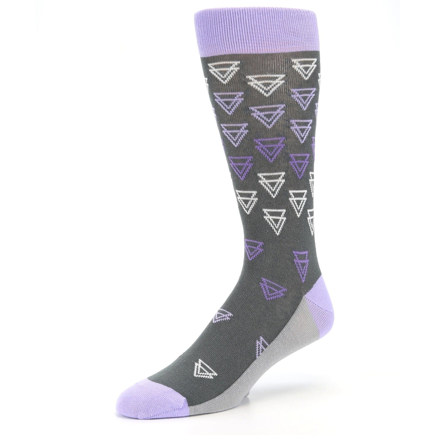 Purple Gray Double Triangle Socks - Men's Dress Socks