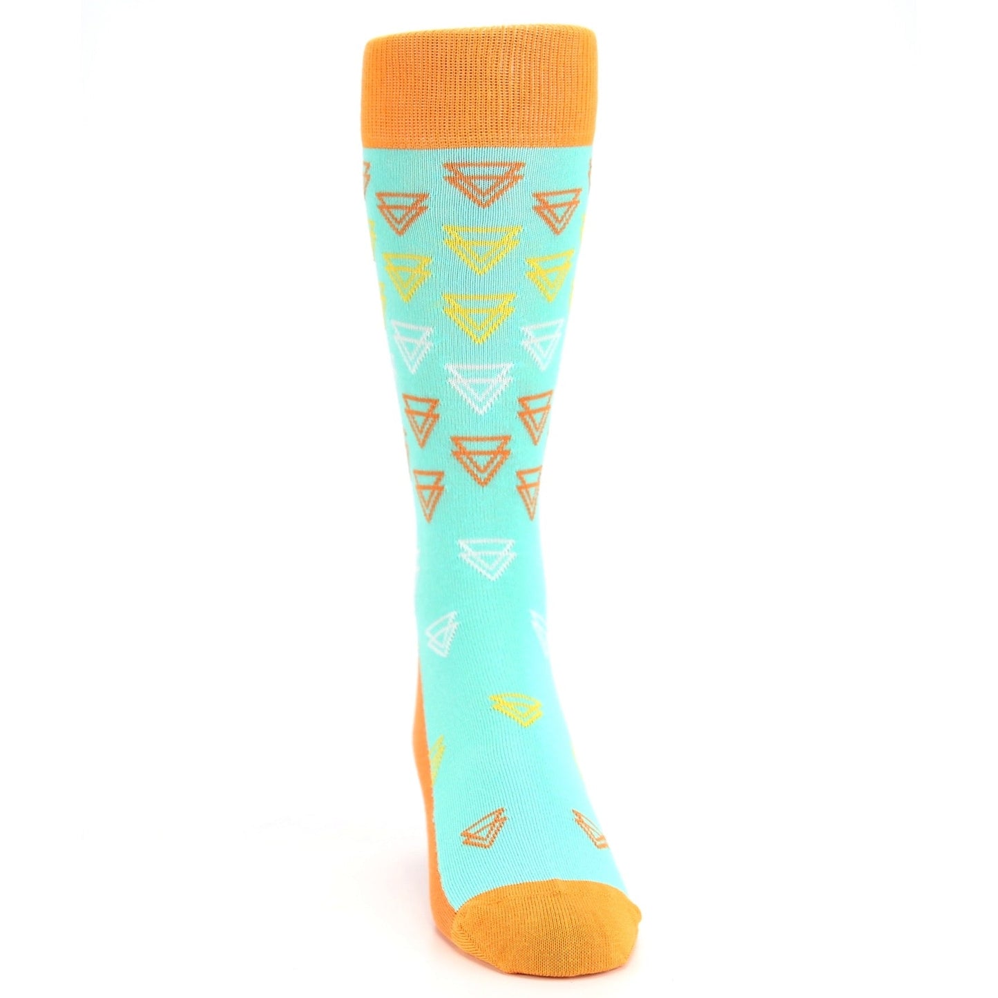 Teal Orange Double Triangle Socks - Men's Dress Socks