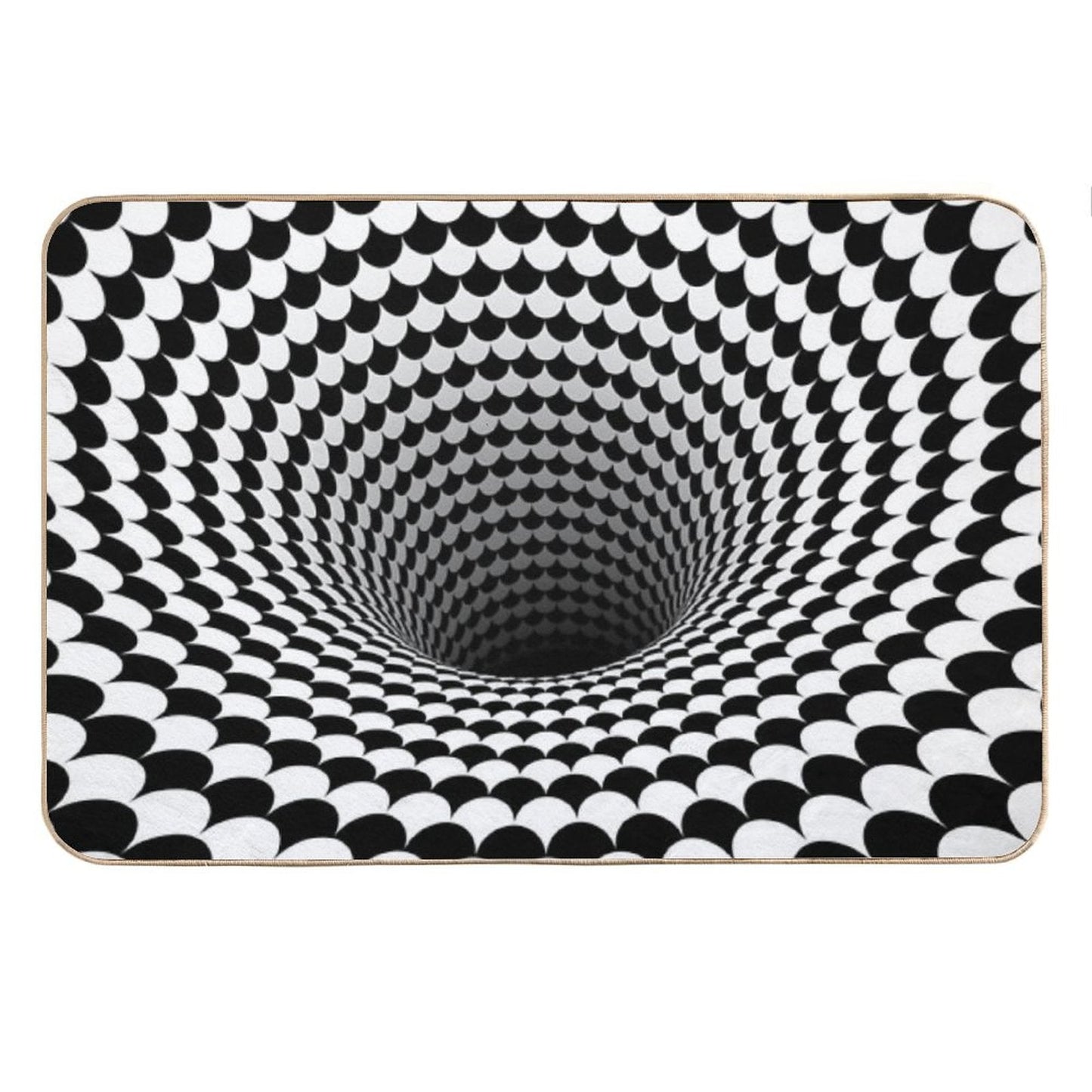 Optical Illusion Black And White Scales Houndstooth Black Hole Vortex Bath Mat
