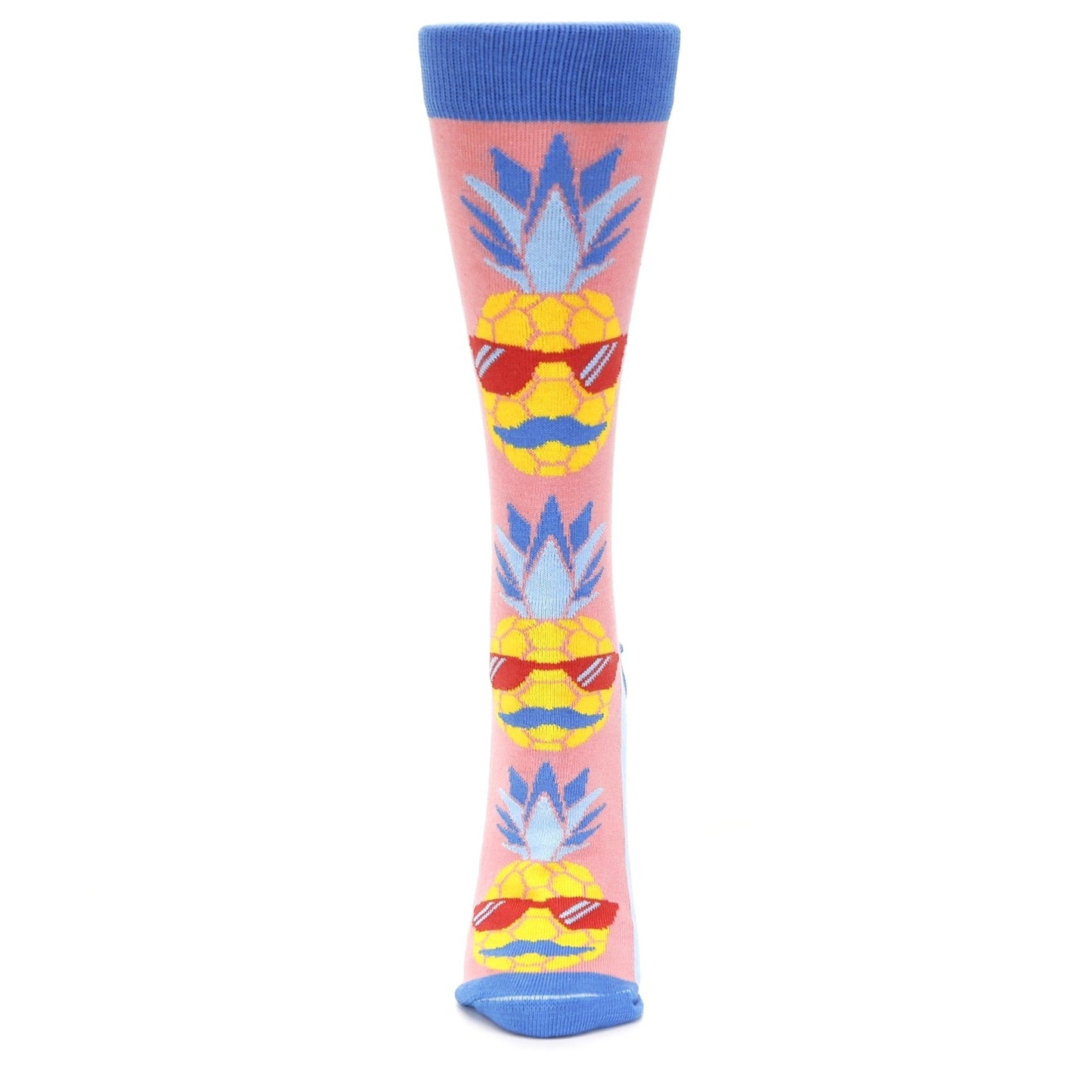 Pink Blue Pineapple Face - USA Made - Women's Dress Socks