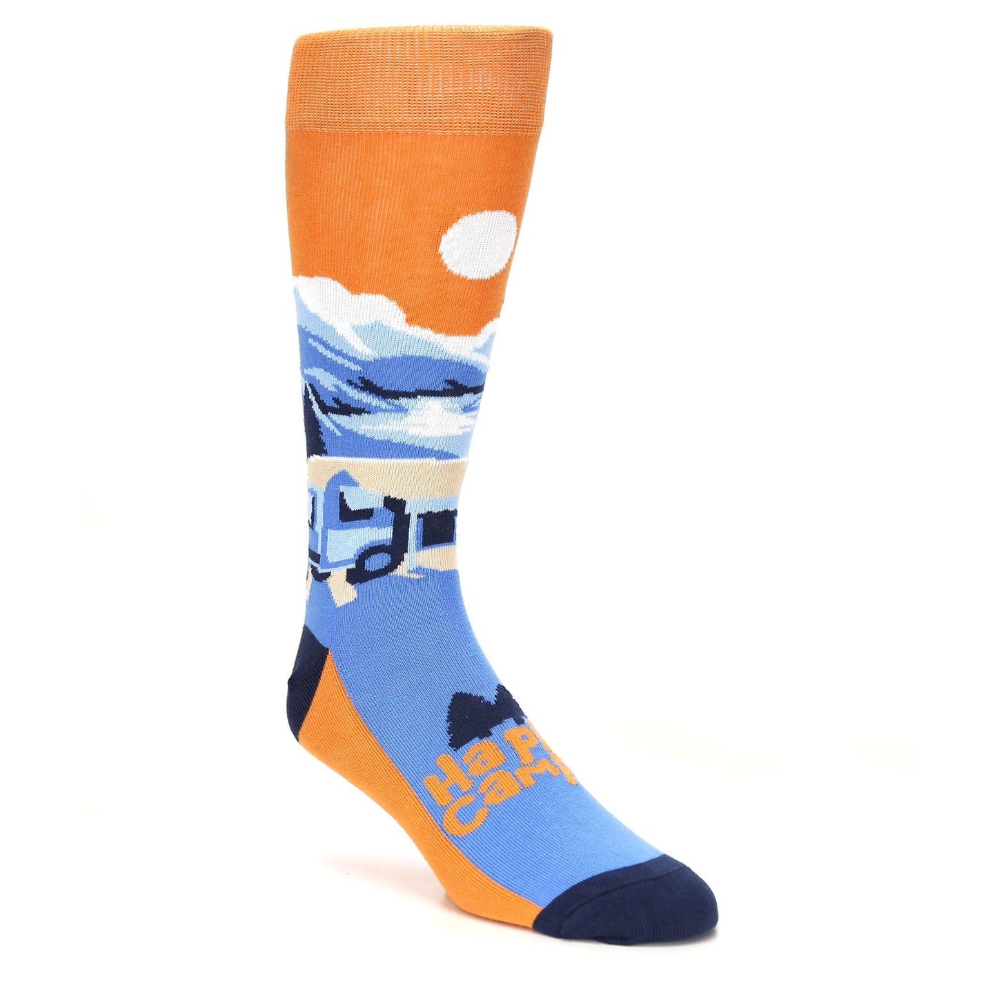 Blue Orange Happy Camper Men's Dress Socks