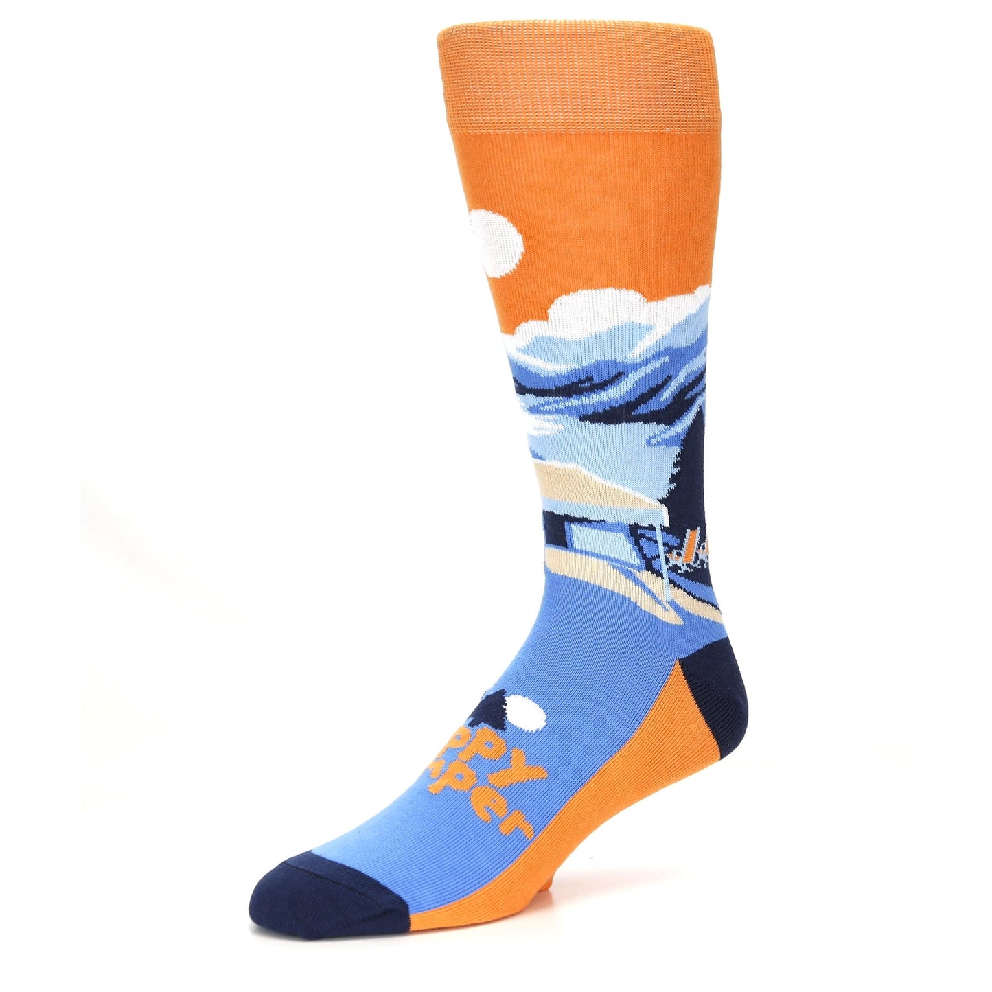 Blue Orange Happy Camper Men's Dress Socks