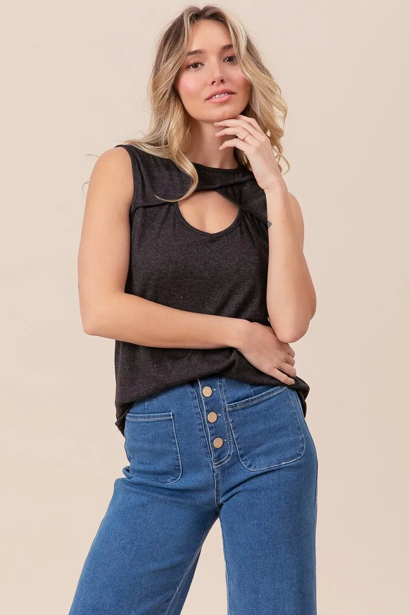 BiBi Baby Rib Knit Front Sut Out Detailed Sleeveless