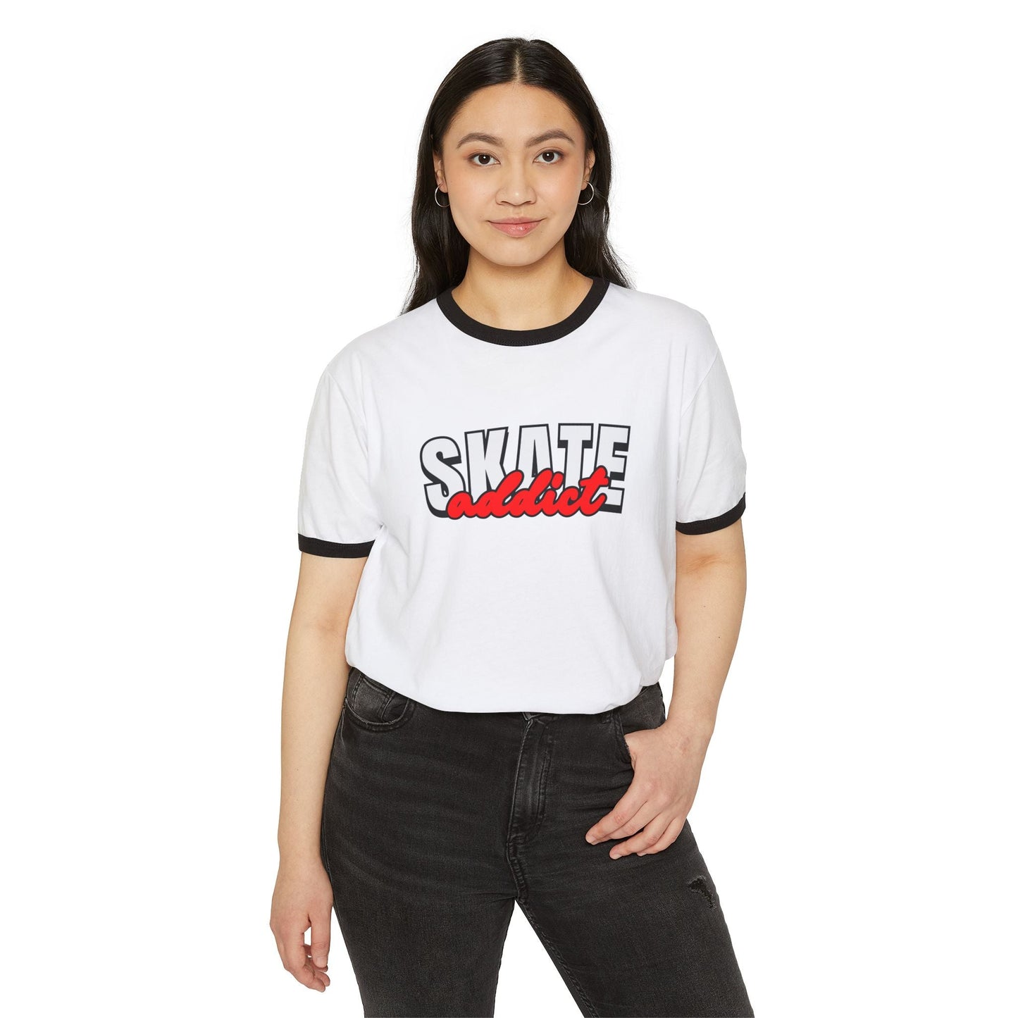 Skate Addict Unisex Cotton Ringer T-Shirt