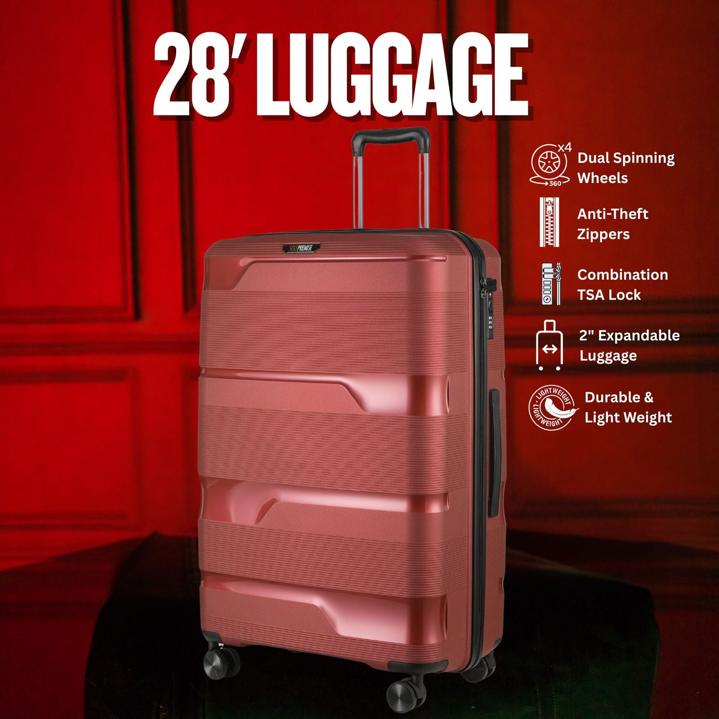 28-inch Red Hardcase Roller Luggage