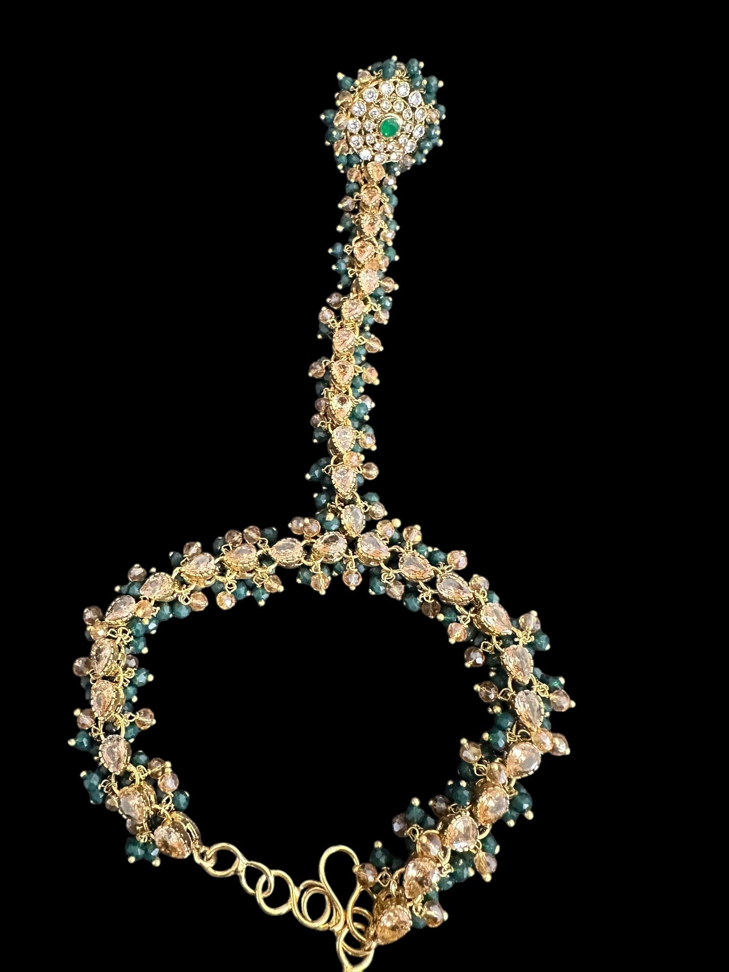 BR496 Faiza bridal set in emerald ,champagne combination  ( SHIPS IN 4 WEEKS )