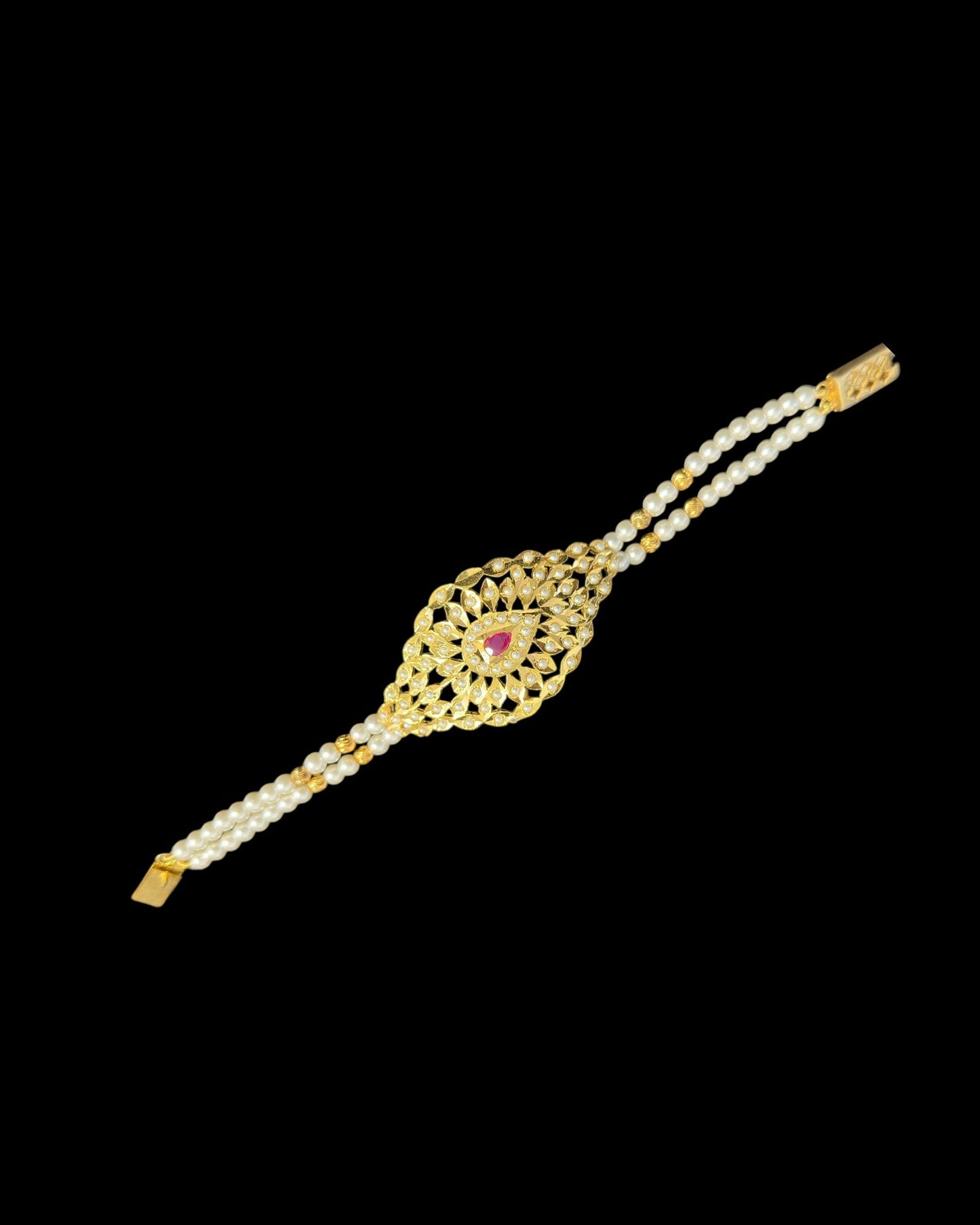 Jadau bracelet - Ruby pearls ( READY TO SHIP )