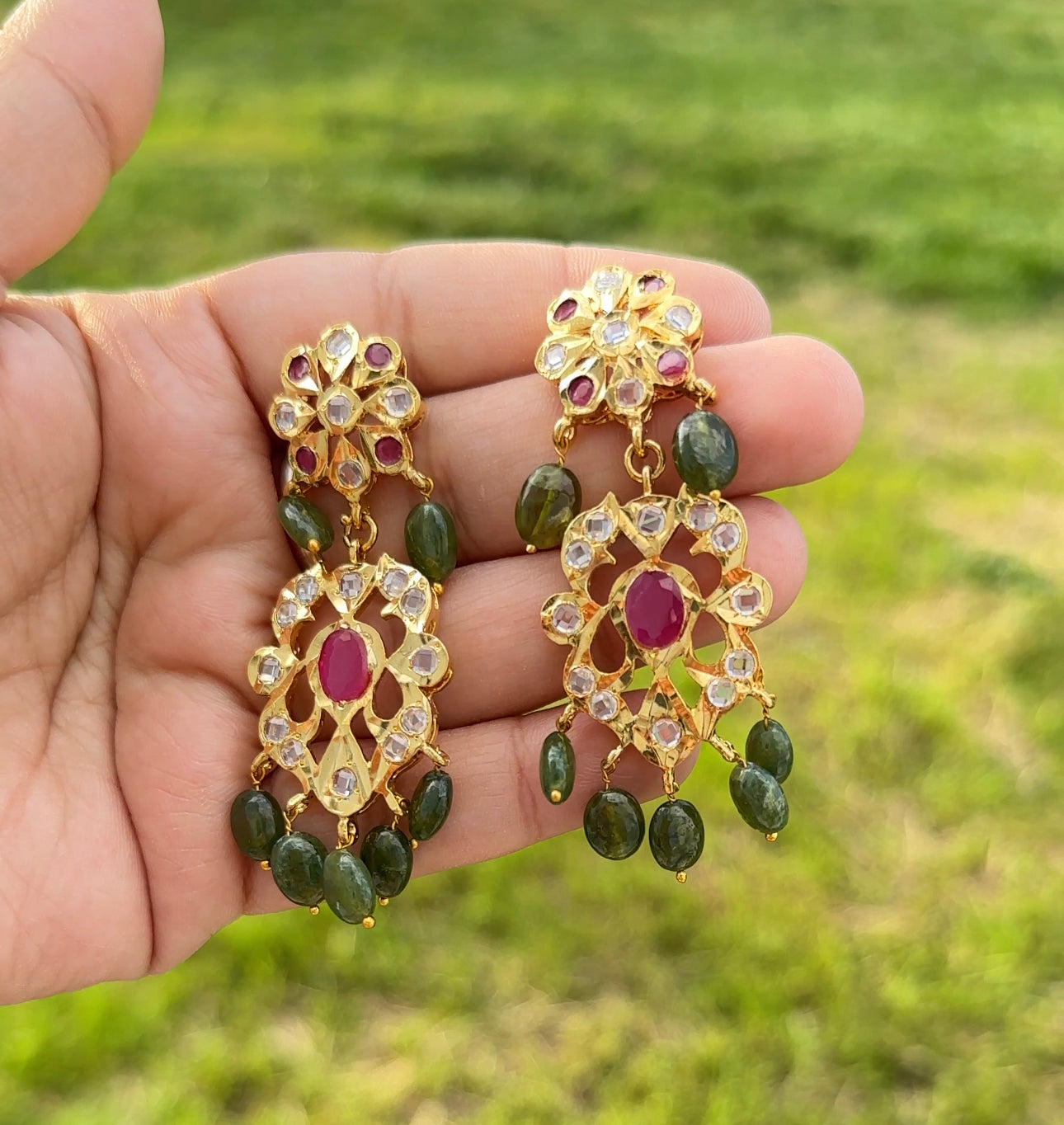 DER596 Raina earrings in real beads ( READY TO SHIP )