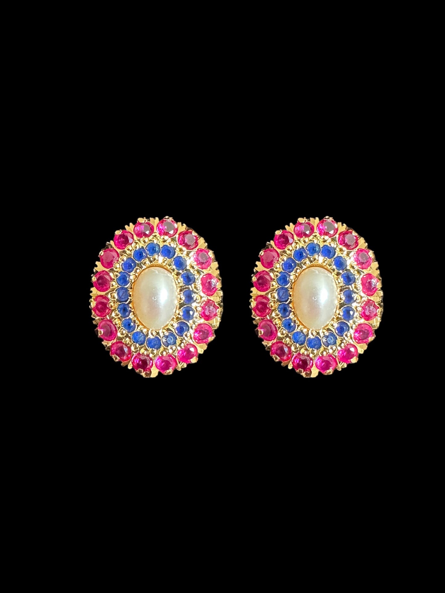 Gold plated jadau silver pendant set in ruby sapphire ( SHIPS IN 3 WEEKS )