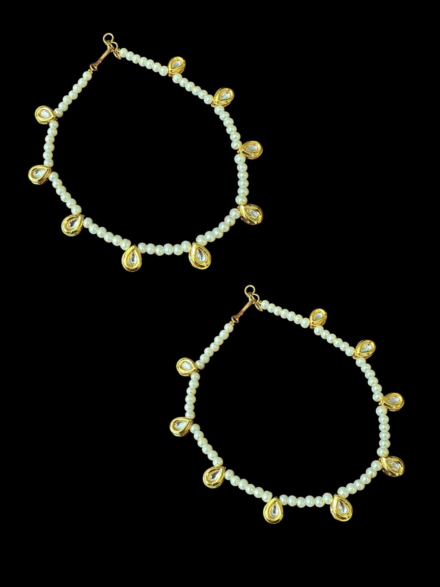 Kundan and peach beads anklets ( READY TO SHIP )