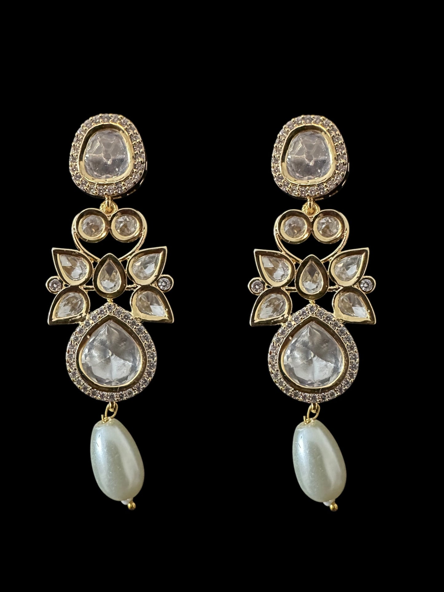 DNS196 Tanu polki necklace set with pearls ( SHIPS IN 4 WEEKS )