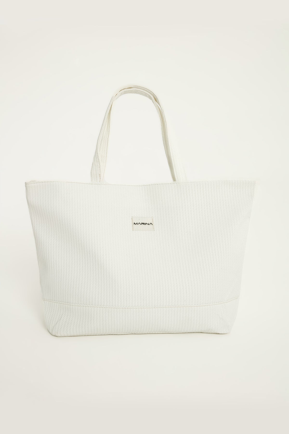 White Faux Leather Beach Bag with Zipper CA2502-2