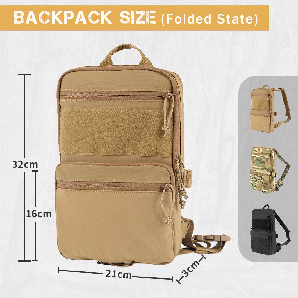 Votagoo D3 Flat Pack 2.0 Tactical Expandable Backpack Multi-purposed MOLLE Pack Camo