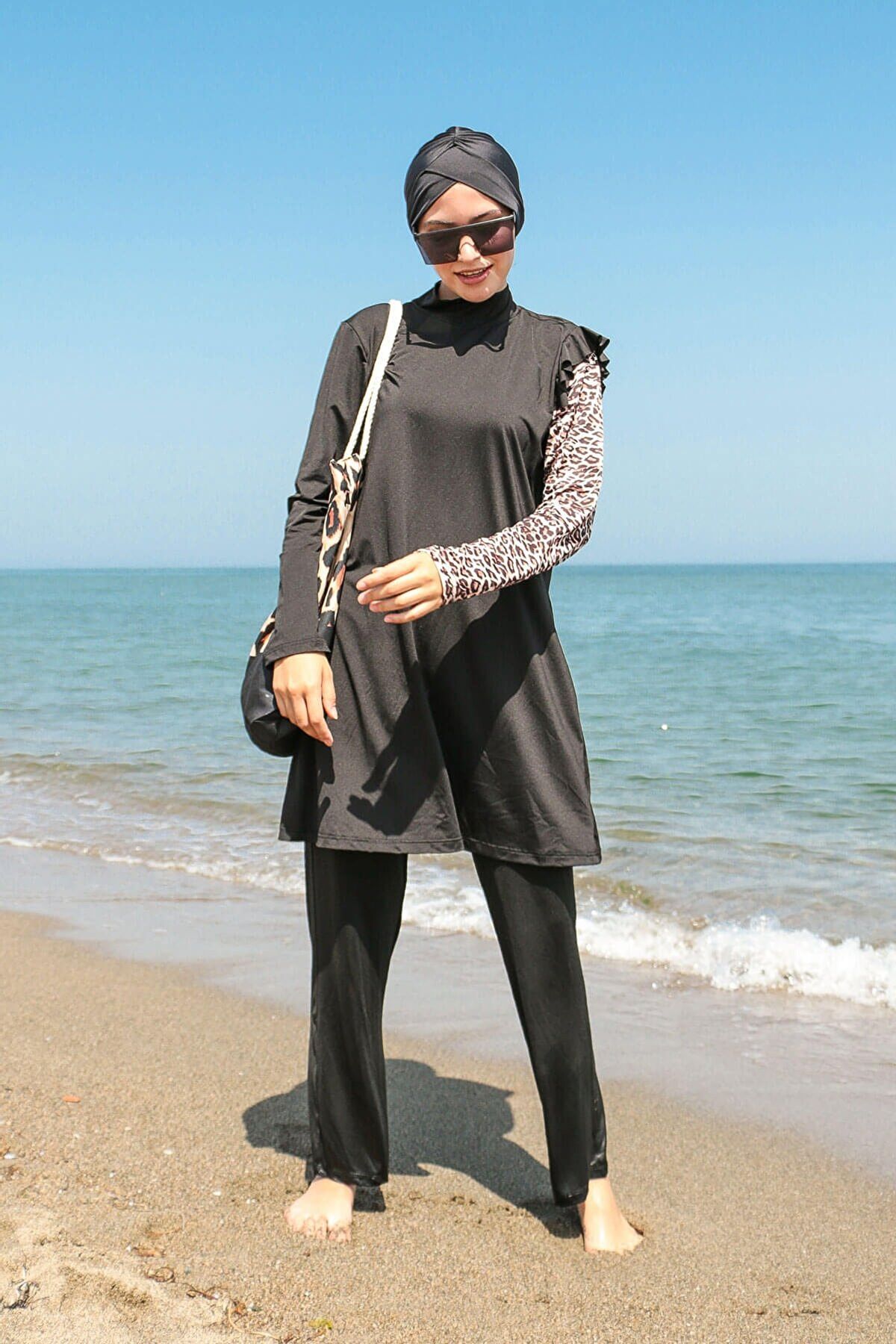 Lycra Black Burkini Modest Swimwear M2101