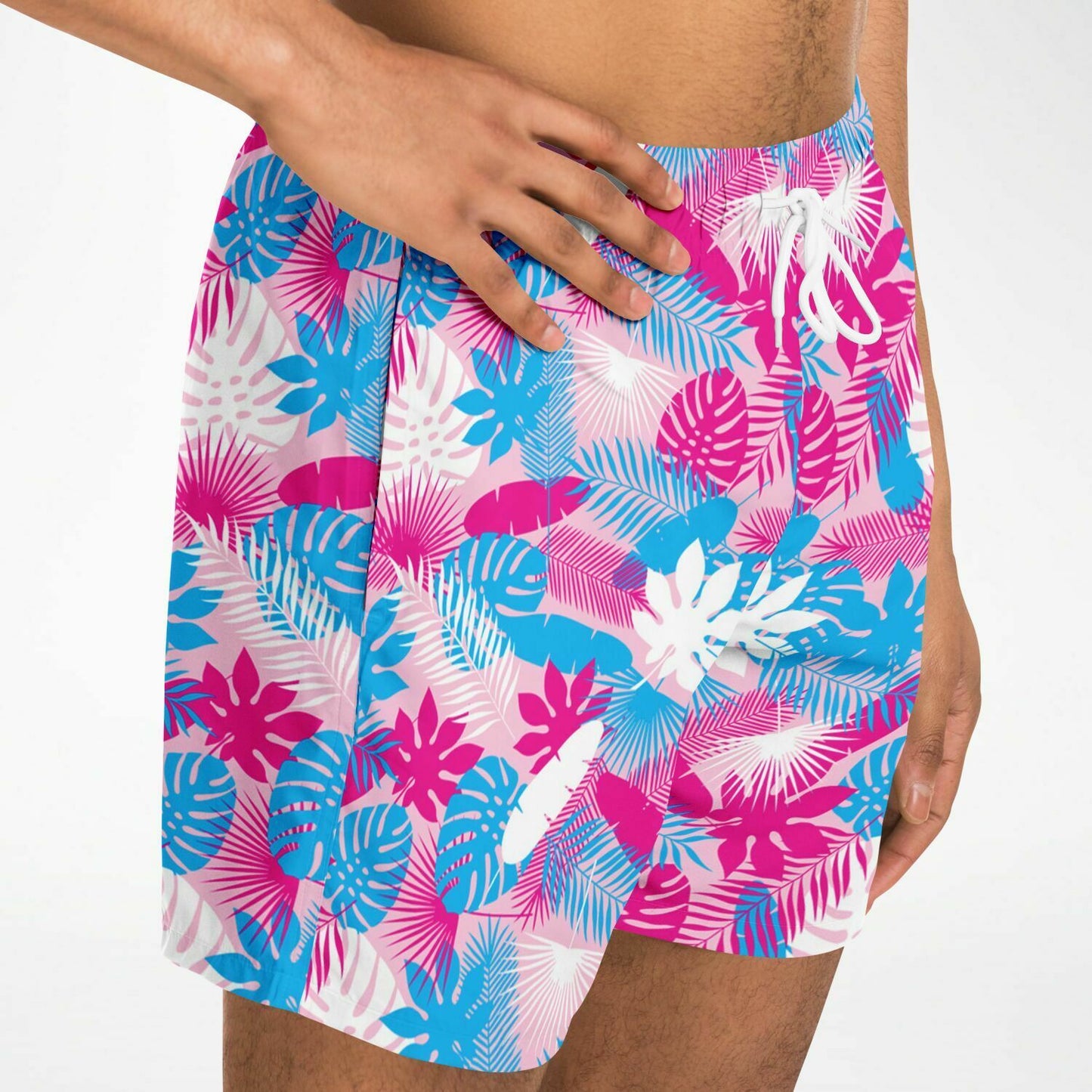 Rad Palm Neon Jungle Pink Men's Swim Trunks