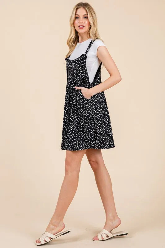 BOMBOM Floral Print Overalls with Pockets