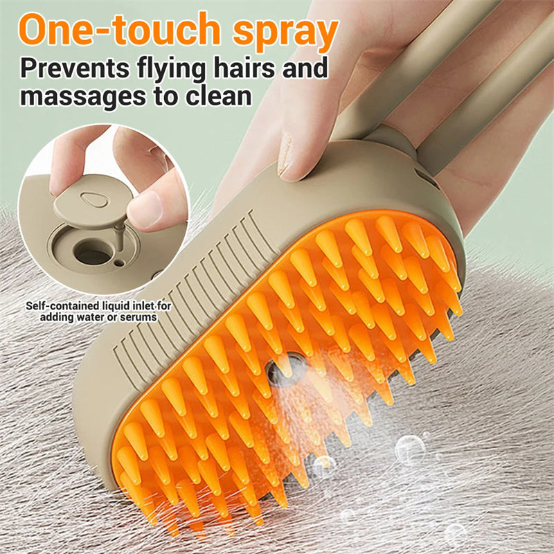 3-in-1 Electric Cat & Dog Steam Brush – Pet Grooming & Hair Removal