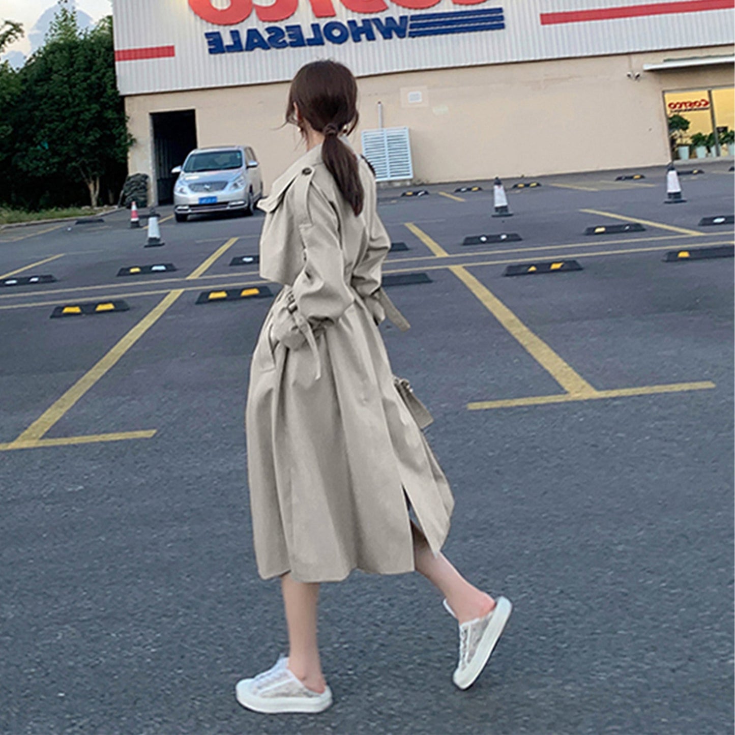 Women’s Elegant Oversized Trench Coat – Mid-Length Style