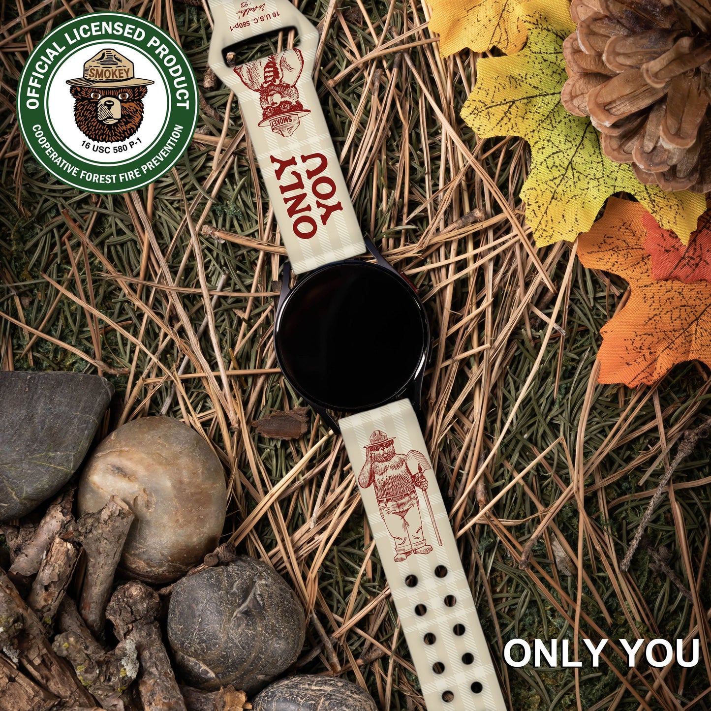 Smokey Bear Classic HD Watchband for Samsung, Garmin, Fossil, and More