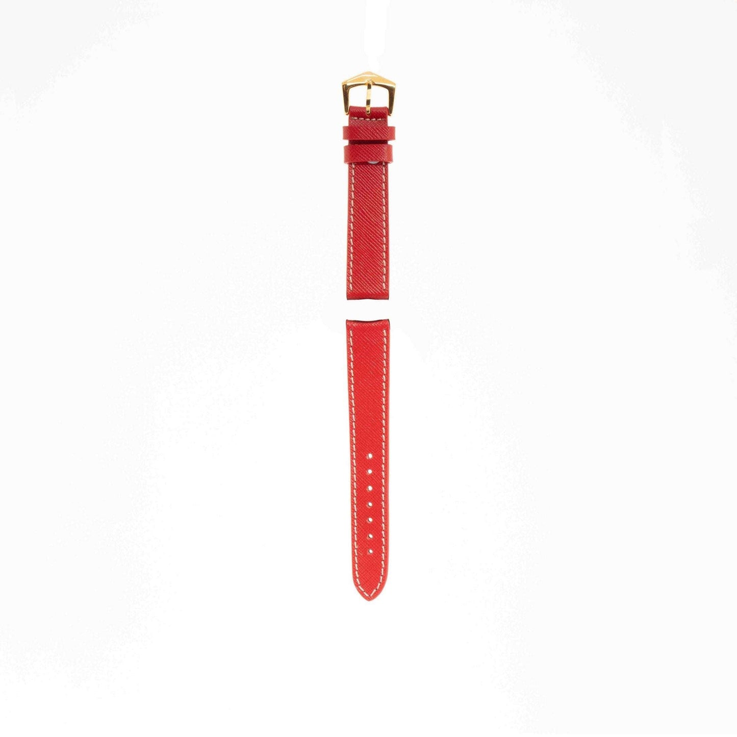 Red Hammered Calfskin Ecru Stitches Watch strap