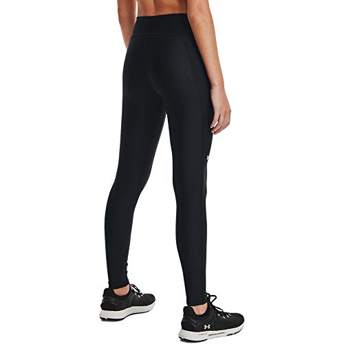 Under Armour Women's HeatGear Armour Mid No-Slip Waistband Pocketed Leggings , Black (001)/White , Medium