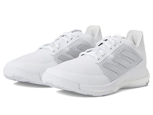 adidas Women's Crazyflight Volleyball Shoe, White/Silver Metallic/Grey, 10