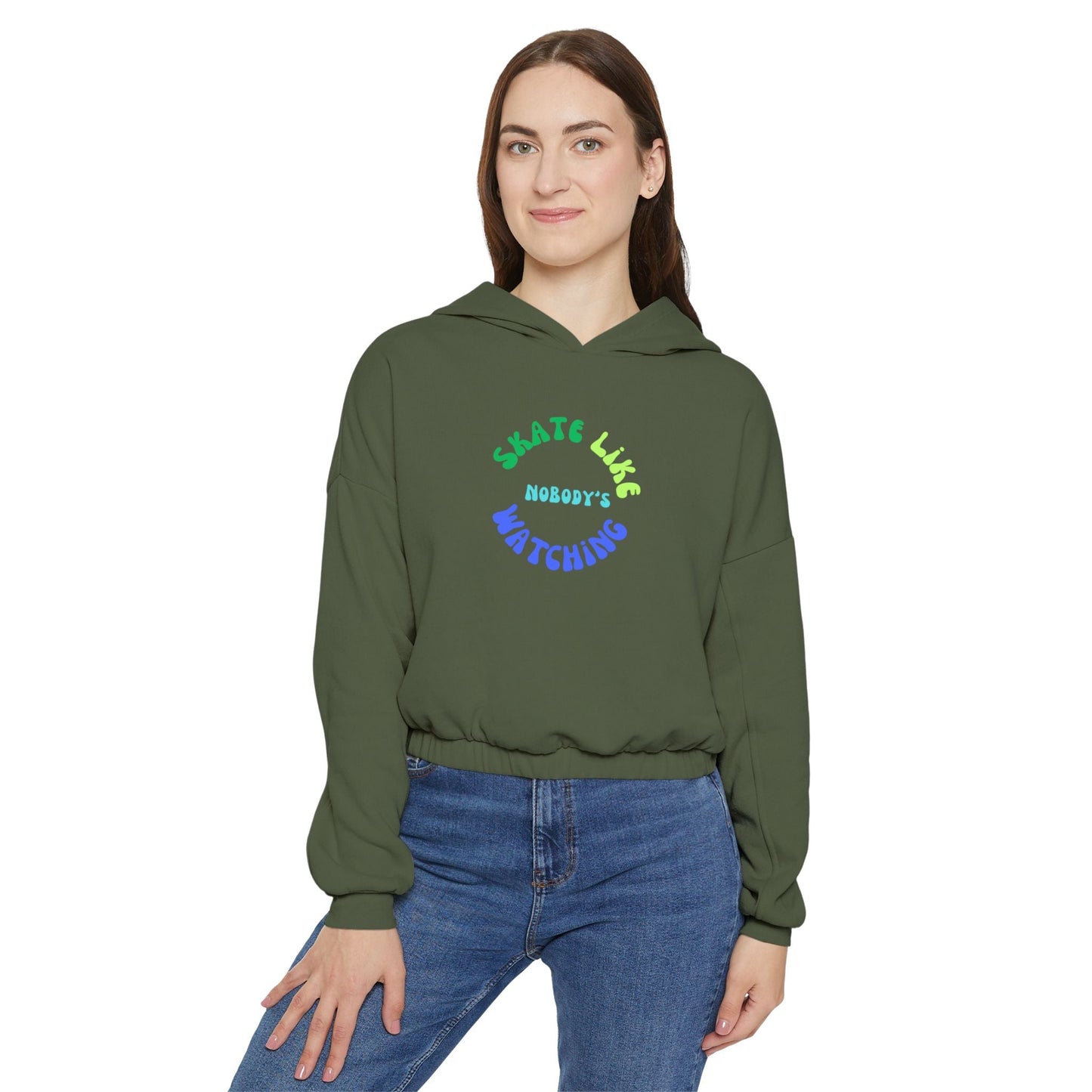 Women’s Cropped Blue/Green Skate Like Nobody's Watching Hoodie