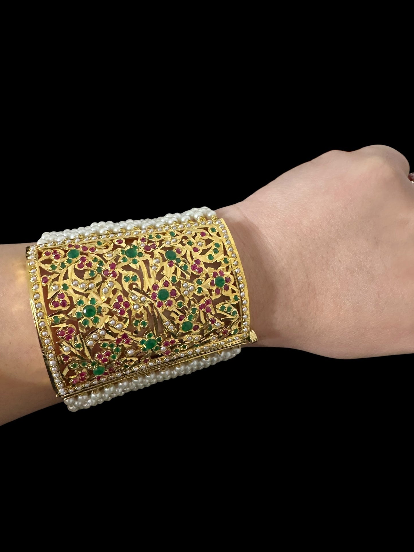 Jadau bahi / bracelet - multicolor / ruby emerald ( SHIPS IN 2 WEEKS )