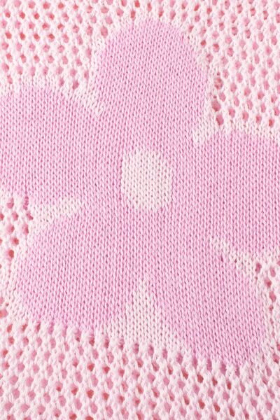 Openwork Round Neck Floral Knit Cover Up