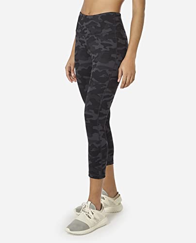 Danskin Womens All Over Printed Capri Leggings, Black Camo Print, Medium US