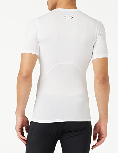 Under Armour mens Armour HeatGear Compression Short-Sleeve T-Shirt , White (100)/Black , Large