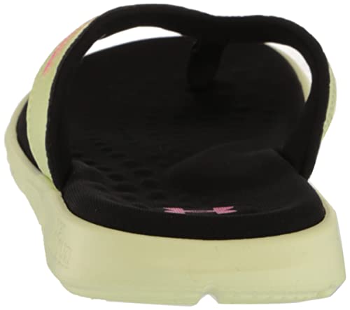 Under Armour Girls Ignite Marbella Flip Flop, (300) Fade/Black/Rebel Pink, 4 Big Kid