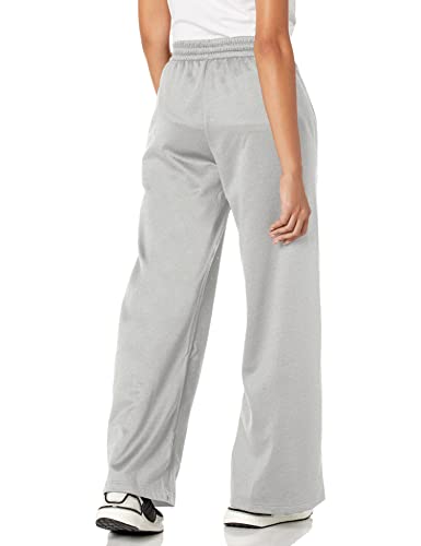adidas Women's AEROREADY Wide-Leg High-Rise Pants, Medium Grey Heather/White, Large