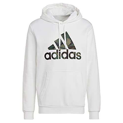 adidas Men's Tall Size Essentials Fleece Camo-Print Hoodie, White, Medium