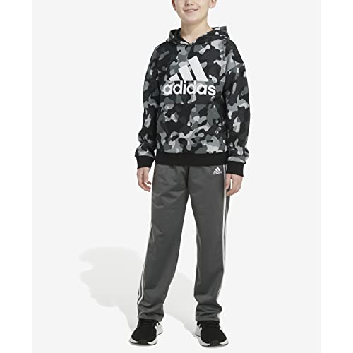 adidas Boys' Long Sleeve Camo Print Hoodie, Black, Large (14/16)