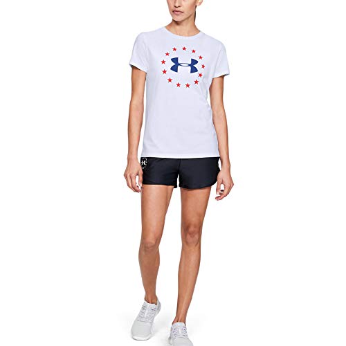 Under Armour Women's Freedom Logo T-Shirt , White (100)/Royal Blue , Medium