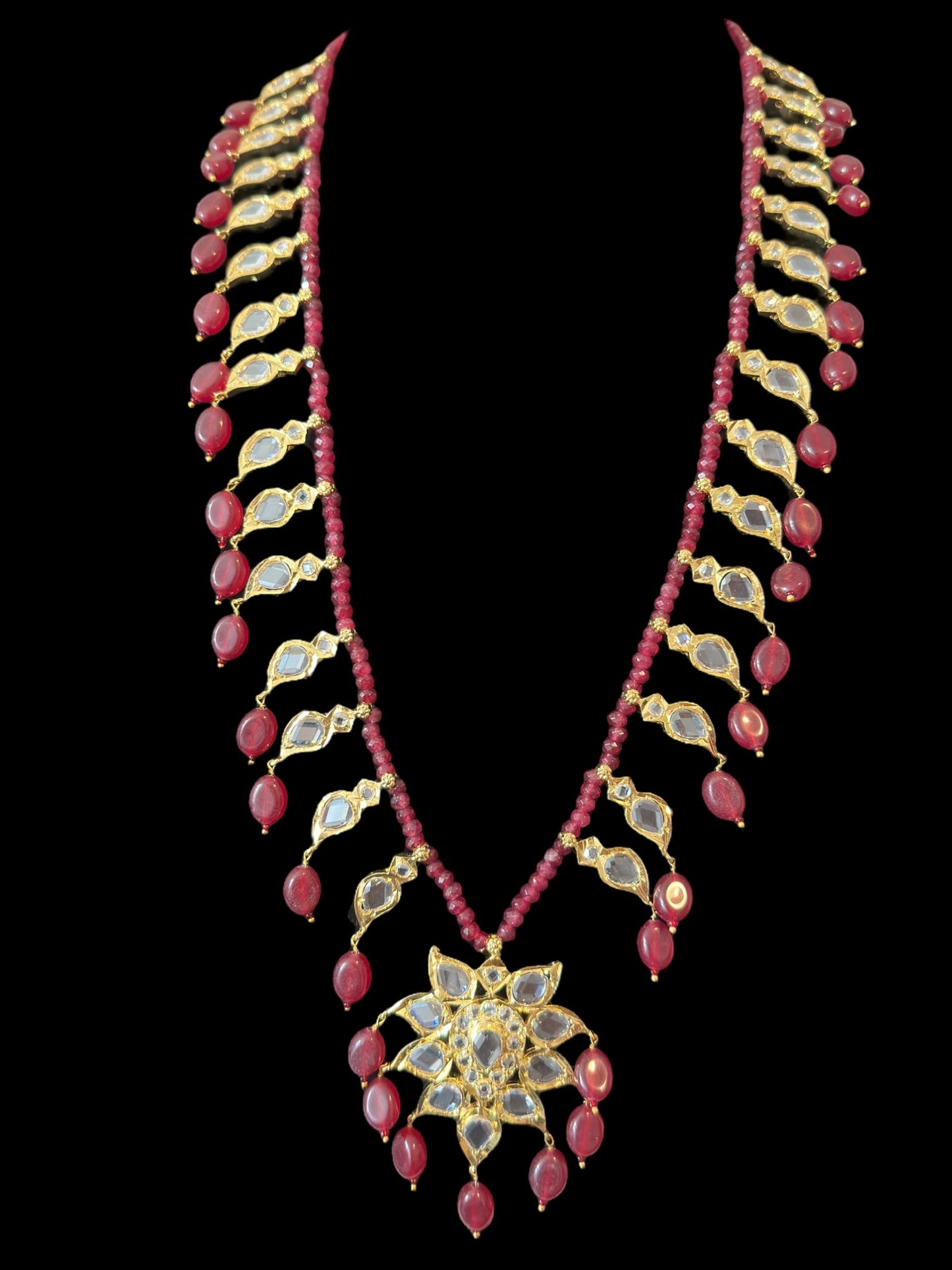 DLN105 Erica pathani haar with earrings in rubies ( READY TO SHIP )
